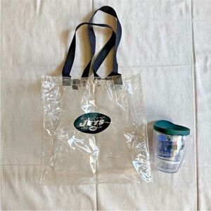 New York Jets Clear Stadium Tote Bag & Tervis Mug w/ Lid NFL Football Game Day